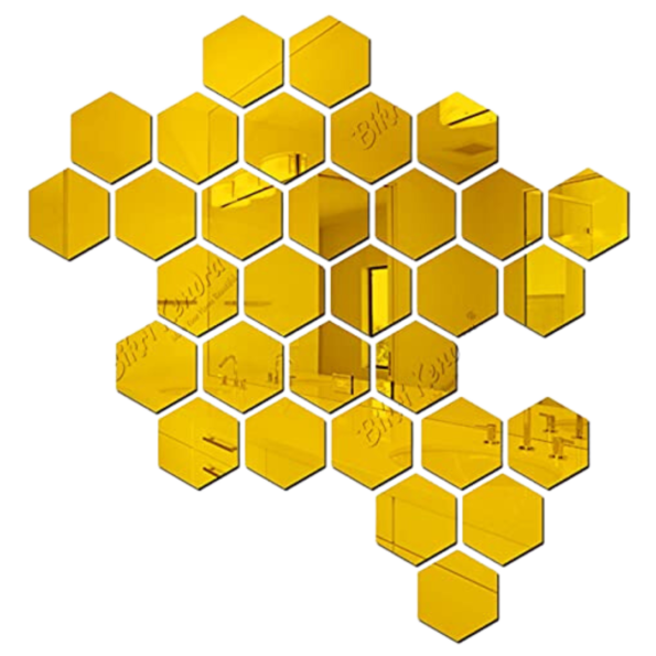 31 Hexagon Golden Mirror Stickers, Hexagon Mirror Wall Stickers, Hexagon Mirror Wall Decor, Hexagon Wall Stickers, Hexagon Mirror Sticker, Hexagon Acrylic Mirror Sticker