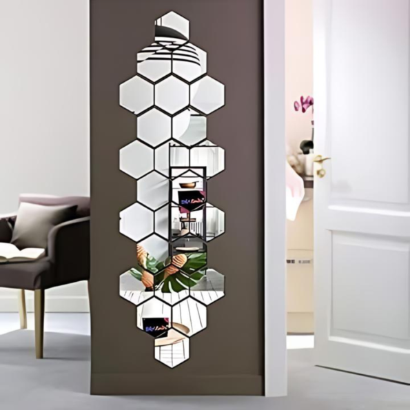 Hexagon Mirror Wall Stickers, Hexagon Mirror Wall Decor, Hexagon Wall Stickers, Hexagon Shape Wall Design, Hexagon Acrylic Mirror Design