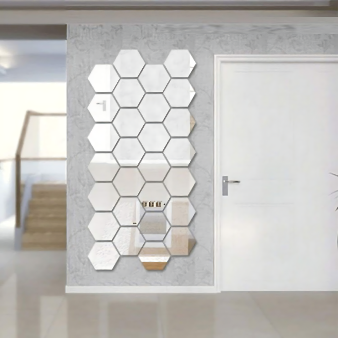 hexagon silver mirror stickers, silver mirror wall sticker price