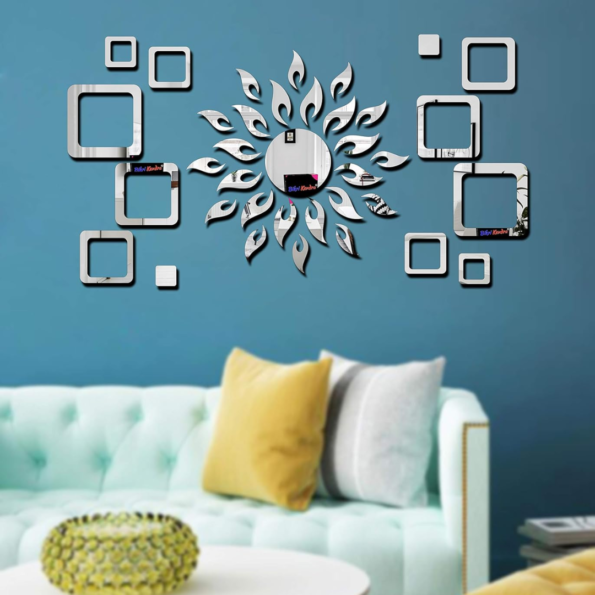 silver mirror sticker, hexagon silver mirror stickers, acrylic Silver mirror Wall stickers